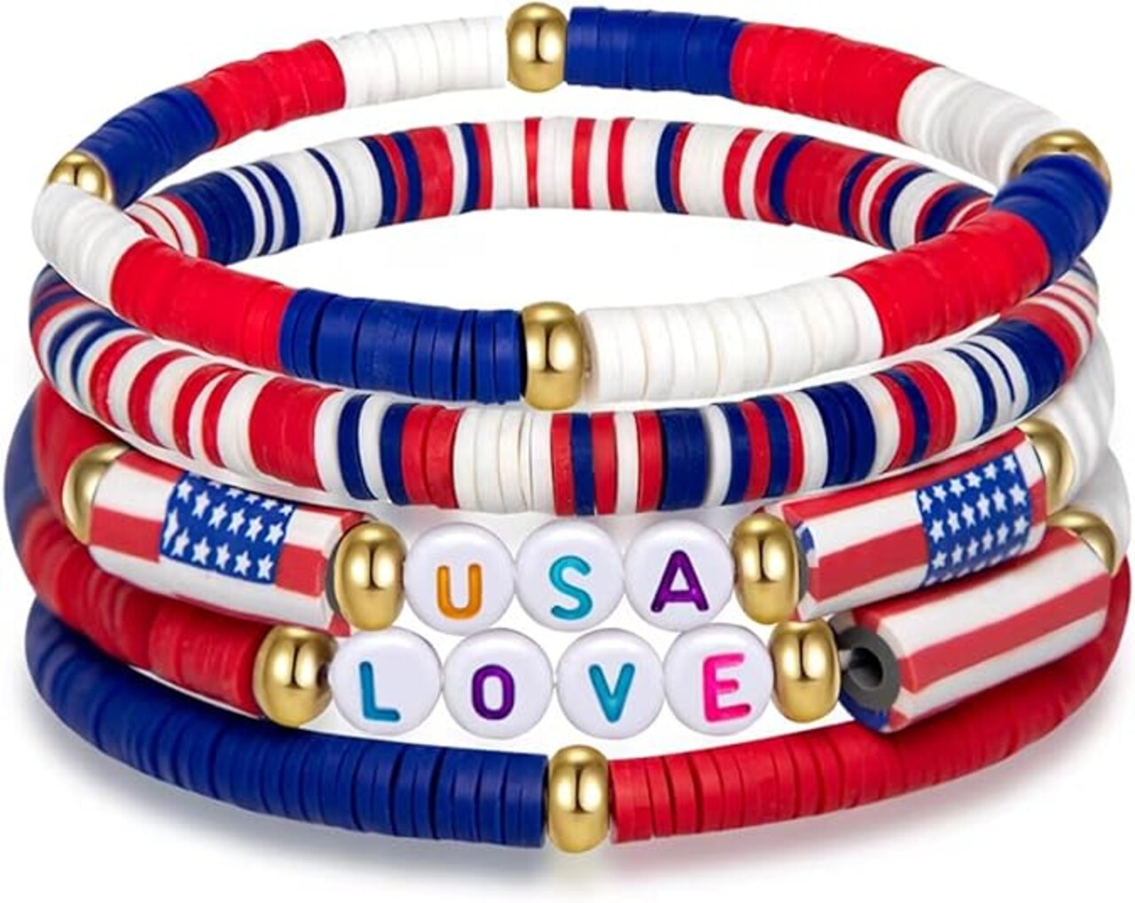 USA Love Bracelets – Handmade Red, White & Blue 4th of July Accessories & Jewelry Gifts for Teens and Women